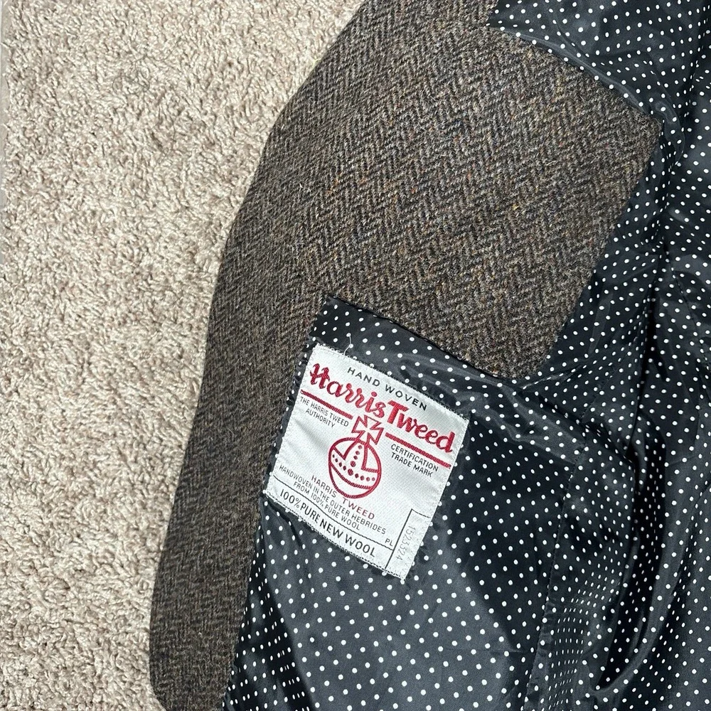 ASOS X Harris Tweed 42R 36x30 Suit Two Piece Brown Herringbone Tweed Old Money